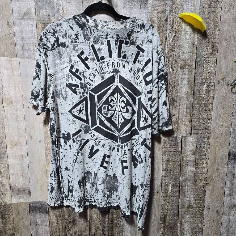 Affliction Thrashed Reversible All Over Print Gra… - image 2